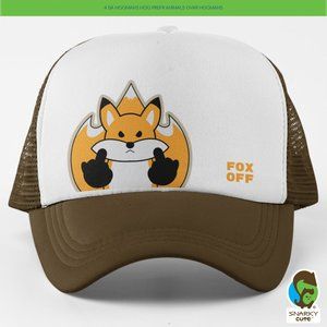 Fox Flipping Off Peeker Foam Trucker Snapback Cap 2-COLOR BROWN WHITE